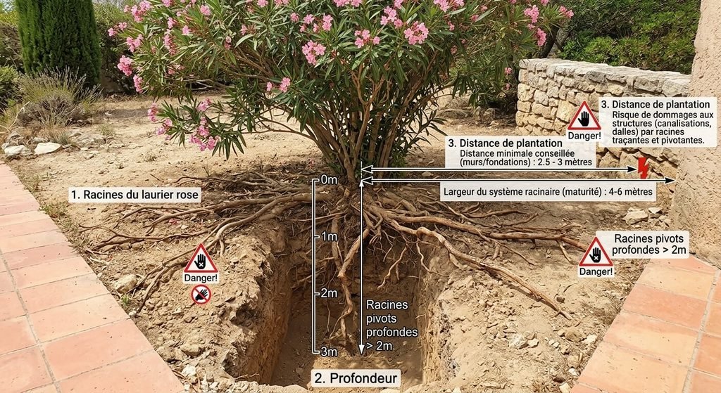 Racines du laurier rose : profondeur, danger et distance de plantation 3