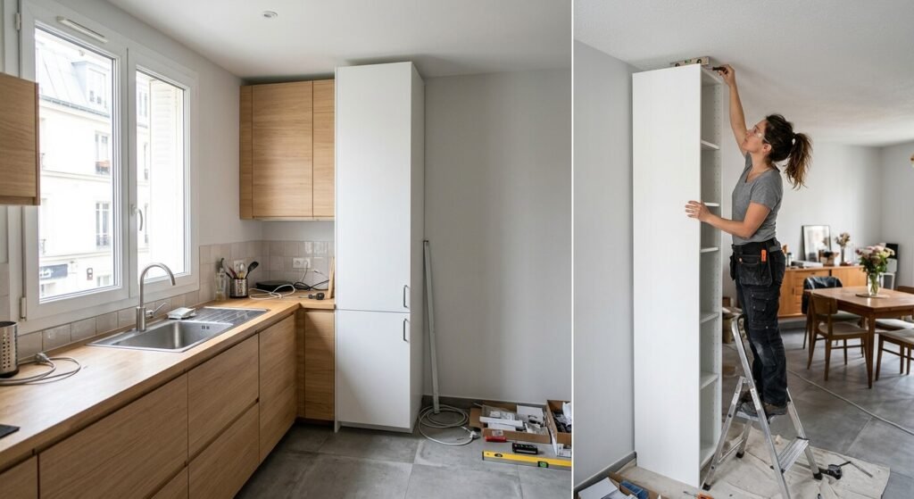Poser un meuble colonne jusqu'au plafond : la bonne méthode 1